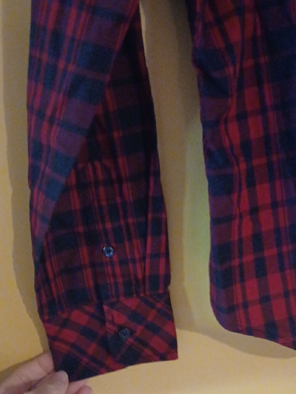 Lauren by Ralph Lauren Ruffled Plaid Long-Sleeve Shirt ■ Red & Black Size L - Picture 5 of 6